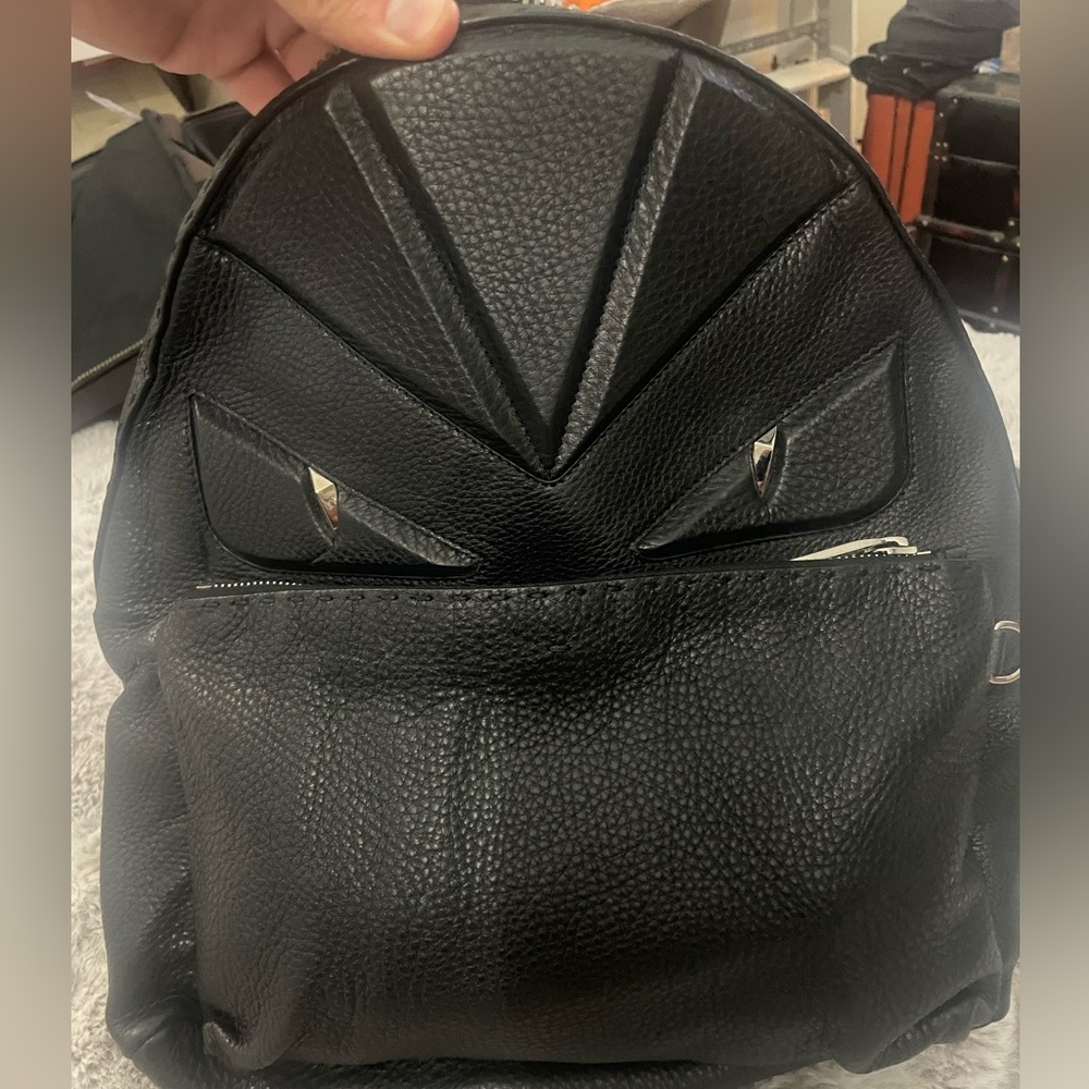 Fendi Monster Unesex Leather Black Backpack Bag